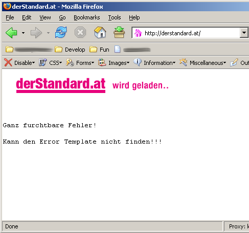 derStandard.at error message